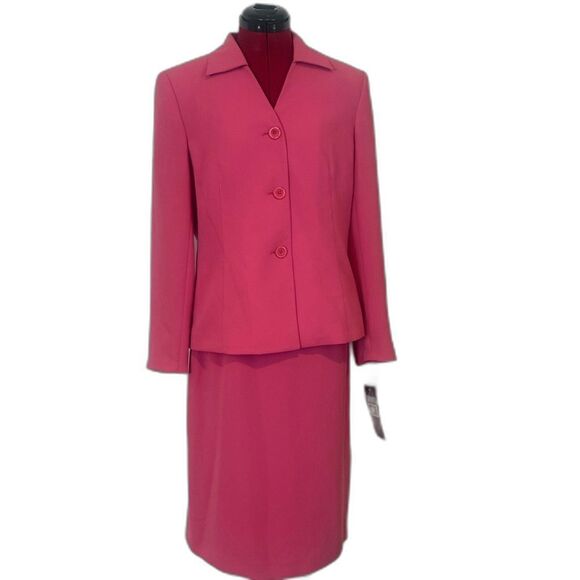 Le Suit Dresses & Skirts - NWT Le Suit Skirt Suit Women's Size 8 Pink 2-Piece Set Blazer & Skirt